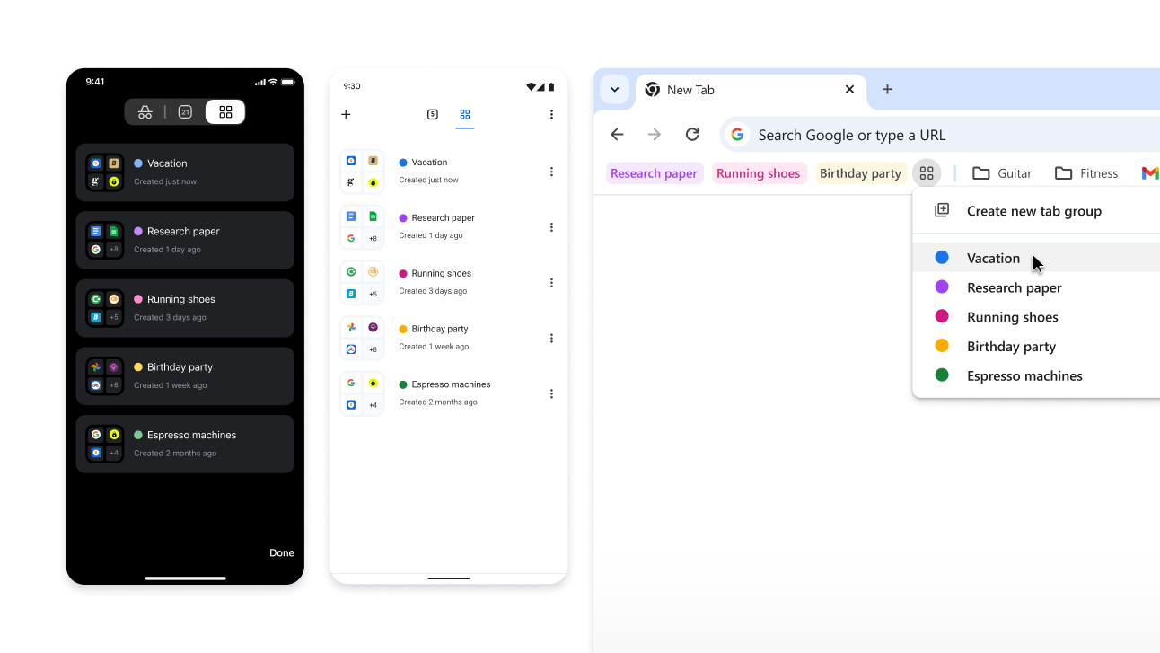 Tab Groups across iOS, Android, and desktop devices